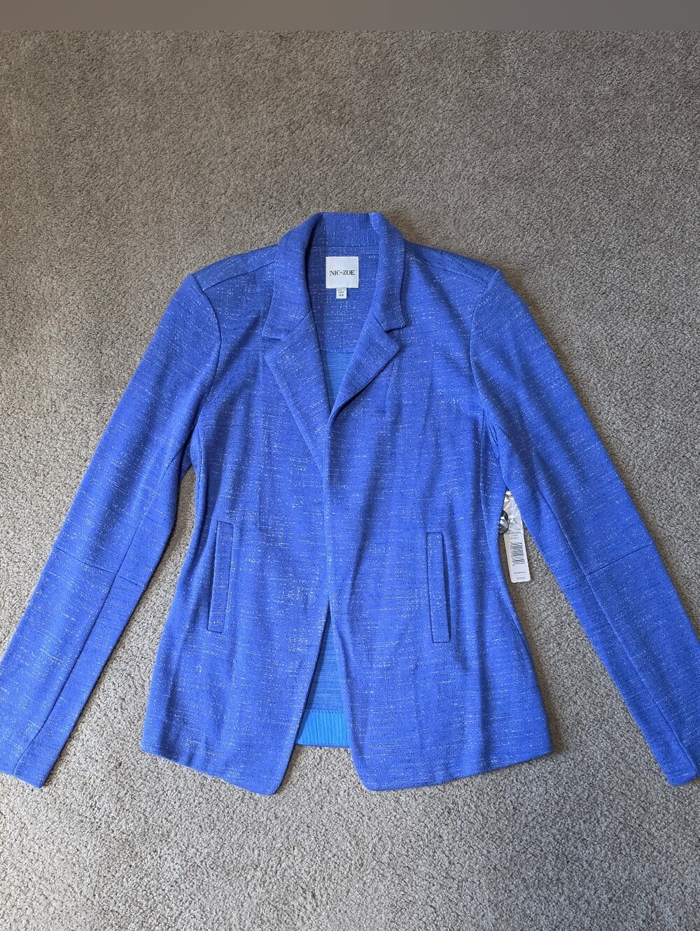 NWT NIC+ZOE Marine Blue Cotton Blend Knit Blazer